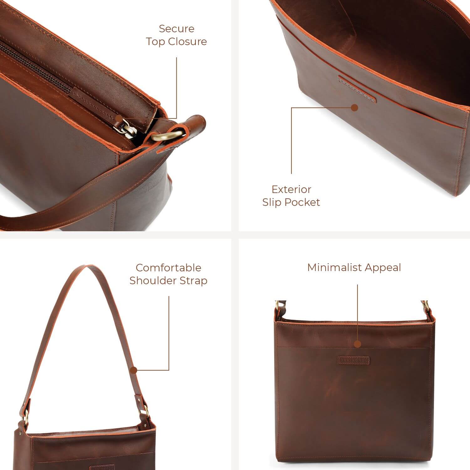 Dreieckige Schultertasche Lissabon | Braun