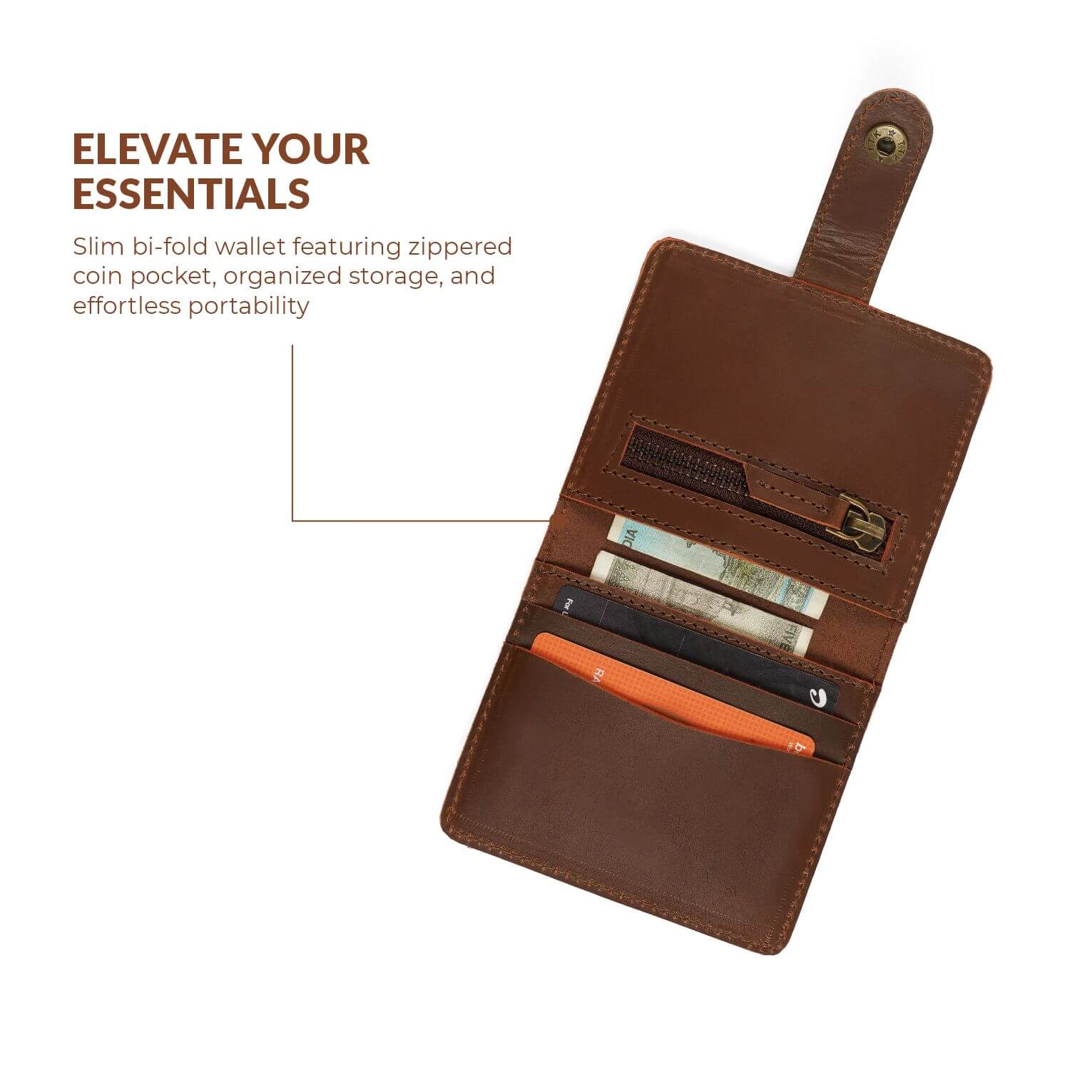 Prager Mini-Geldbörse (zweifach faltbar) | Braun